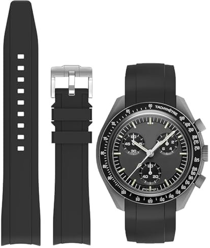 Niziruoup Bracelets pour Montre Omega x Swatch MoonSwatch,Courbe Sans Soudure,Bracelet de Rechange Silicone Caoutchouc 20mm 22mm Bracelets de Remplacement pour Homme Femme