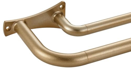 Antique Gold Double Curtain Rods, Wrap Around, Room Darkening, 3/4-Inch Front and 5/8-Inch Back Telescoping Blackout Curtain Rods for Windows 28-48 Inch