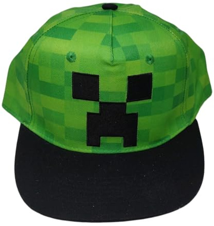 Minecraft Allover Print Creeper Youth Boys Snapback Cap Hat New Licensed (US, Alpha, Large, X-Large, Big Boys, Green)