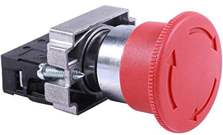 yomoe 22mm NC Interrupteur A Bouton-Poussoir D'Arret D'Urgence de Champignon Rouge de 600V 10A ZB2-BE102C XB2-BS542X1