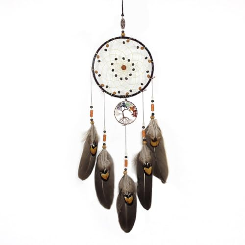Acchiappasogni Marrone, BetterJonny Dream Catcher Acchiappasogni da Parete Decorazione con Piume Blu Turchese Acchiappasogni Fatti a Mano per Casa Camera Parete Appeso Ornamento Artigianato