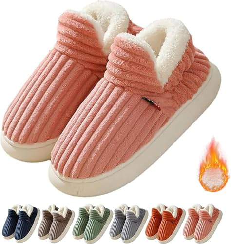 Pluffi Bekväma och eleganta tofflor, pluffi-ankelstövlar, bekväma unisex-tofflor för vintern, fritidsskor för hemmet (40/41 EU, rosa)