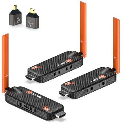 2025 Wireless HDMI Sender und 2 Empfänger 4K Decoding, bis zu 6 RX, APP-Anzeige, HDMI Funkübertragung 5G/1080P Funk Extender Streaming Video für Laptop, Kamera, CC-TV zu TV, Projektor, 50M