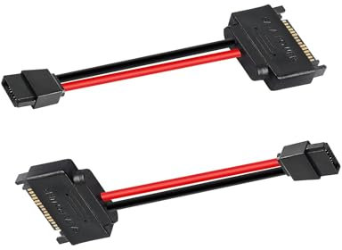 ELFJMZP 2PCS SATA 15 Pin Male to 6 Pin Female Slimline Adapter Cable, SATA to 6-Pin PCIe GPU Power Connector for PC Power Supply, HDD, SSD, Graphics Card, Mining Rig (4 Inches, Black)