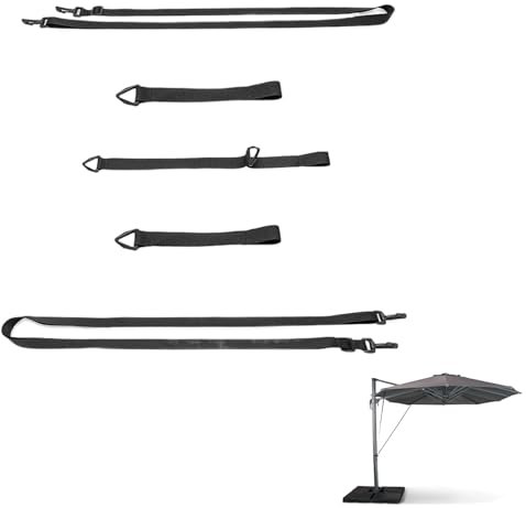 Coupe-Vent pour Parasol, Pare-Vent pour Parasol, Sangles Réglables pour Parasol, Set de Protection Contre Le Vent pour Parasol, Sangle Fixation pour Parasol Déporté, Fixation Anti-Vent