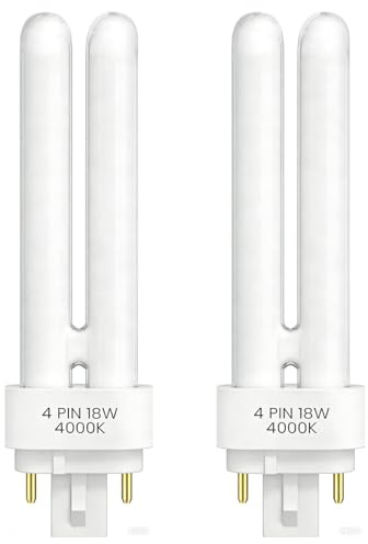 FKLiLEBU 4 pin Light Bulb 18W 4000K G24q-2 Cool White Lamp, AC220-240V Double Tube PLC, 850LM Non-Dimmable, Daylight White 360° Lighting, for Bathroom, Corridor, Home, 2 Pack