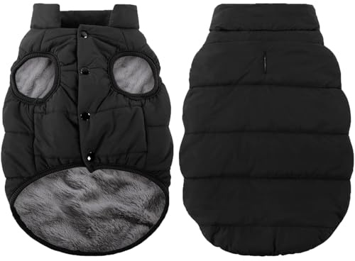 ASENKU Hundrock vinter hundrock vattentät för stora hundar varm fleece hundjacka med sele vindtät vinterrock hundkläder L