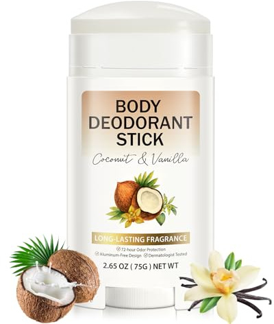 Whole Body Deodorant Stick, Coconut Vanilla Deodorant, Solid Perfume Antiperspirant for Odor Control & Sweat Protection, Multi-Use Odour Control for Men & Women All-Day Freshness