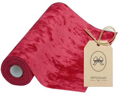 100 % Mosel sammet bordslöpare i rött (28 cm x 5 m), bordsband av polyester i glänsande sammetsoptik, ädel bordsdekoration för bröllop och jul, dekoration för speciella tillfällen