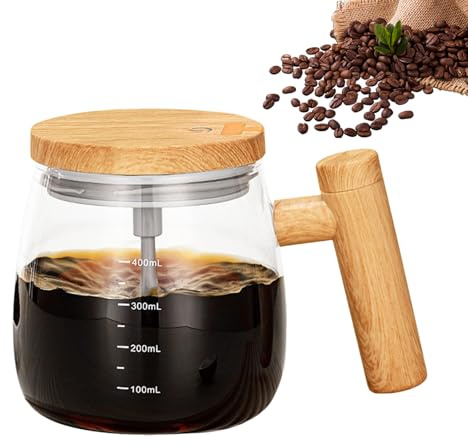 Självrörande mugg – 400 ml elektrisk, bärbar mixer med hög hastighet, handtagslock | praktiska automatiska blandningskoppar för kaffe mjölk varm choklad hemmakontor resor dryckesvaror