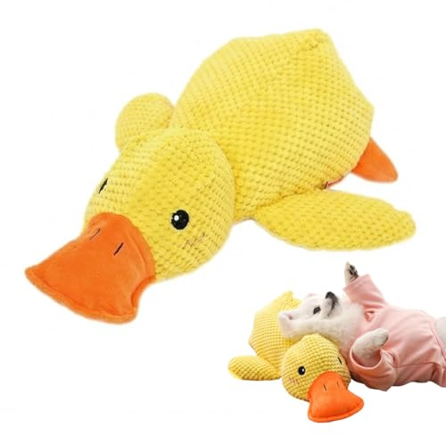 YIPFEN Anatra Antistress Cane - Giocattolo Indistruttibile per Cani, Peluche adatti a cani di piccola e media taglia(Giallo)