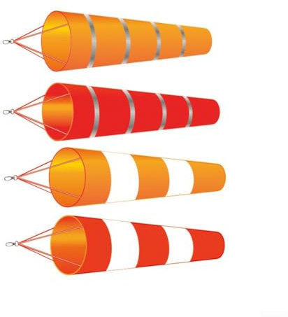 Comgooldool Manga de viento de 150 cm para medición de dirección del viento, poliéster resistente con cuerdas trenzadas reflectantes y clips de metal, decoración de jardín naranja/rojo para aeropuerto
