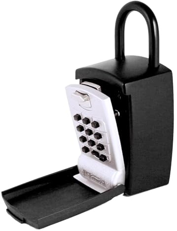 KeyGuard SL-501 Punch Button Lock Box | Portable Shackle LockBox For Outside - Fits House Keys, Car Keys, Fobs, & More | Keypad Safe Box, Digital Push Button Combination Lock | Black Finish