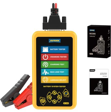 AUTOOL BT460 12V/24V Testeur de batterie de voiture automobile 100-2400 CCA Analyseur numérique Testeur de système de démarrage et de charge pour les camions lourds, les motos VTT SUV et plus encore