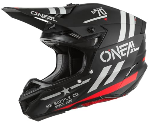 O'NEAL | Casque de motocross | MX | 2 coques externes & 2 EPS pour une sécurité accrue, coque ABS, protection du nez en caoutchouc | 5SRS Polyacrylite Helmet Squadron V.22 | Adulte | Noir Gris | XXL