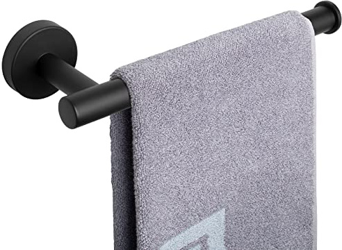 NearMoon - Soporte para Toallas de Mano, toallero, Barra Gruesa de Acero Inoxidable, toallero de Pared Resistente al óxido, Accesorios de Estilo contemporáneo, 23 cm (1 Unidad, Negro Mate)