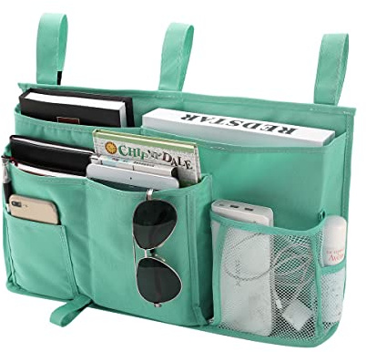 Bseash Bunk Bed Organizer, Bedside Caddy Hanging Bed Organizer Storage Bag 8 Pockets, for College Dorm Rooms Bed, Hospital Bed, Baby Bed Rails, 600D Oxford Cloth (Light Green)