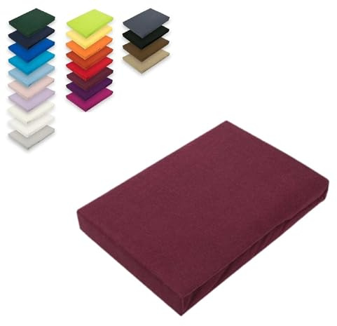 EXKLUSIV HEIMTEXTIL Lenzuolo con angoli elasticizzati in microfibra 100% poliestere, 130 g/m², altezza 30 cm, certificato Öko Tex 180-200 x 200-220 cm + 40 cm bordeaux