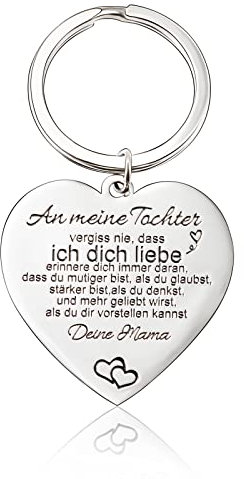 VU100 Schlüsselbund mit Gravur Inspirierende Botschaft für Tochter Enkelin Damen Mädchen Herzanhänger Geschenke an Tochter Enkelin von Mama/Oma