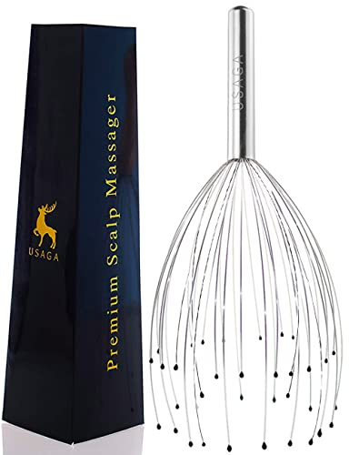 USAGA 36 Fingers Head Massager Scalp Massager Head Scratcher, Stocking Stuffers Gift for Scalp Body Relaxing (Silver)