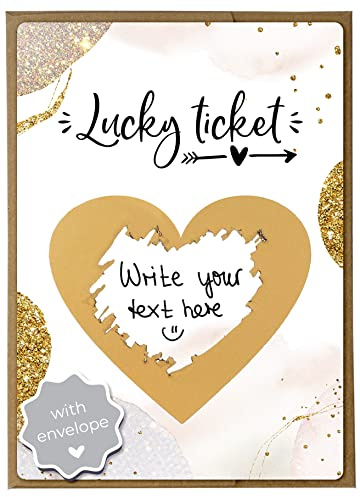 Joli Coon Lucky Ticket scratch card with envelope - Golden Glamour - personalised scratch cards