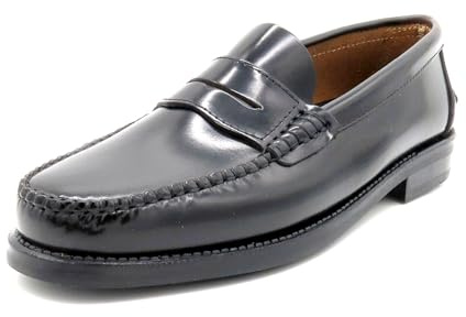 MARTTELY Scarpe da lavoro da uomo cucite con telaio Penny Loafer suola in gomma, Nero , 42 EU