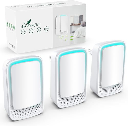 Purificador de aire (3 unidades) ionizador de aire negativo para uso doméstico, ionizador de aire móvil sin filtro, desodorización de iones negativos, mini purificador de aire para el hogar, oficina,