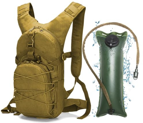 RAPIDSKY Zaino tattico da 3 l, leggero, da trekking, con bolla d'acqua, per uomini, donne, per ciclismo, corsa, caccia, khaki