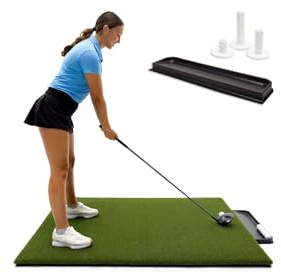 Dura-Pro Premium Turf Indoor/Outdoor Golf Mat. Bonus Tray + 3 Rubber Golf Tees. Advantage 5'x5' (30mm)