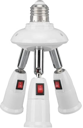 E27 E26-Lampenadapter, 3-Glühbirnen-Lichtfassungsverlängerung, 360°-Drehung, 180°-Biegung, mit Knopfschalter für Zuhause, für Konferenzräume