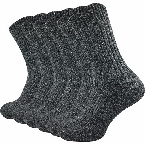 GAWILO Chaussettes norvégiennes chaudes homme en laine (6 paires) – Thermiques & respirantes – idéales hiver, bottes & randonnée (Noir, 47-50)