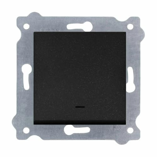 EXEN - Treppenschalter Unterputz 1-fach mit LED Kontrollleuchte - Passiver Wechselschalter - Schwarz Metallic - All-in-One Kompatibel mit Serien KARELL/ODAK/COMFORT von Marke EXEN - 210/14E