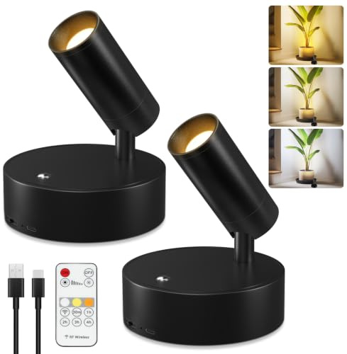 Kimjo Aplique Pared Interior sin Cable Recargable USB Focos de Pared Negro