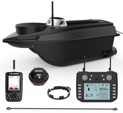 KAROYD V030 Remote Control Bait Boat with Fish Finder, 12V 2.4G High-Speed RC Bait Boat with GPS Positioning