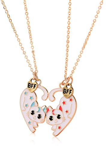 HABNI Confezione da 2 Collane BFF, Collana dell'Amicizia Best Friends for Girls, Collana, Magnetica con Gatto Carino, Regali di Compleanno Regali a Catena con Ciondolo