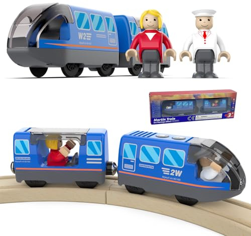 Cylora Tren Eléctrico de Juguete Niños, Tren de Locomotora de acción con Pilas, Conexión magnética, Coche de Juguetes Cumpleaños para niños pequeños, Compatible con Thomas, Brio, Azul