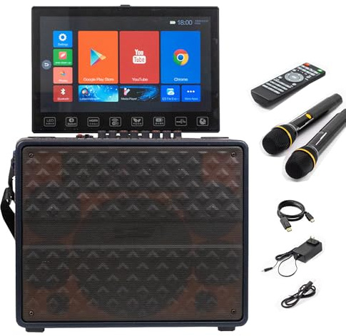 Portable Karaoke Machine, Professional Karaoke Bluetooth Speaker Touch Screen, Used for Home Singing, Dancing, Parties, Watching Movies, Supporting Bluetooth/TF/USB/AUX/TWS/WiFi/Connection to TV
