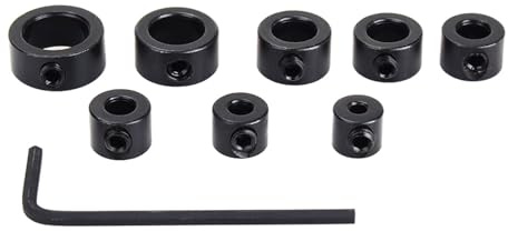 Eujgoov Depth Stop Collars High Carbon Steel Drill Bit Limit Ring 8pcs Drill Bit Locator with Hex Wrench for Clamping Device, Woodworking