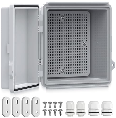 Kamtop Wasserdichter Verteilerkasten IP67, Anschlussdose Wasserdicht, 3mm ABS Kunststoff Verteilerkasten außen, 15x15x9cm Stromkasten mit Montagezubehör, Grauer Schaltschrank