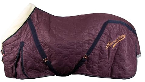 Imperial Riding IRH Super-Dry Stable Blanket 250g Extra Warm Horse Stable Blanket with Faux Fur Collar, Super Dry Material, Cross Surcingles, Tail Straps and Kick Pleat, Bordeaux, 125