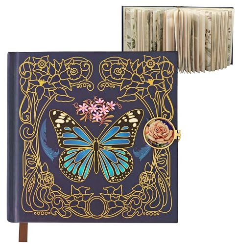 Leichtlinie Vintage dagbok med färgglada sidor, 100 g/m² papper, 224 sidor, magnetlås. Perfekt för personliga dagböcker för kvinnor och flickor, idealisk för skolan och arbetet, blå