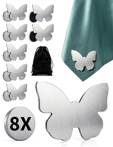 LAOYE 8X Pinzas Sujeta Manteles de Mesa Exterior Pesas Manteles de Acero Inoxidable Extra Pesadas Clip magnético manteles Mesa Aprox. 53g (Mariposa)