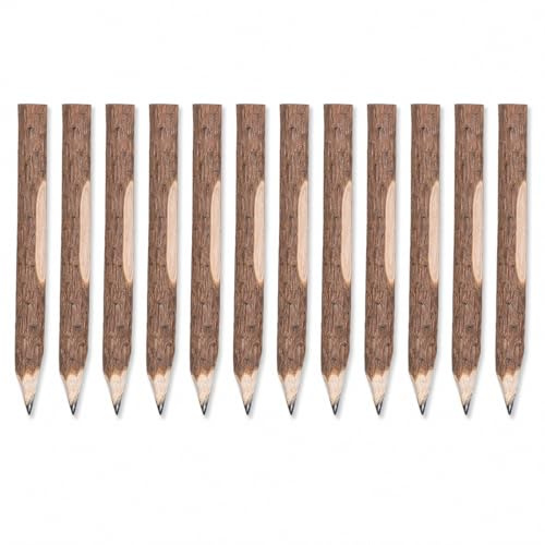 Operitacx 12 pack Wooden Lead Pencils Twig Pencils with Bark Texture Natural Wood Writing Pencils for Kids School Classroom Decor Woodland Baby Shower Centerpieces Party Prizes