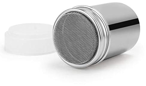 Stainless Steel Chocolate Shaker Icing Sugar Powder Cocoa Flour Coffee Sifter Cooking Tools Lid Chocolate Shaker Cocoa Flour Chocolate Coffee Sifter Sprinkler Dredgers for Coffee Cappuccino Latte