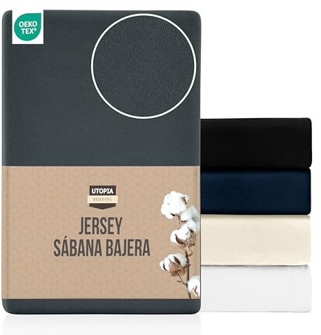 Utopia Bedding Jersey Spannbettlaken Anthrazit 180 x 200 cm