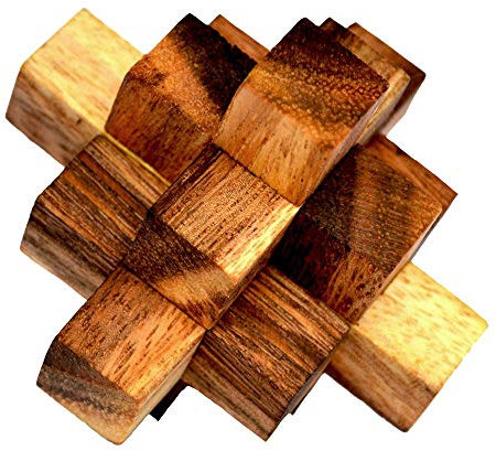 Crystal Cube 9 mini, japanischer Crystal Cube mit 9 Puzzleteilen, Knobelholz Interlock Puzzle, Holzpuzzle, Knobelspiel, Knobelbox, Ladder Puzzle, Twist Crystal, Twister Cube, 3D Puzzle