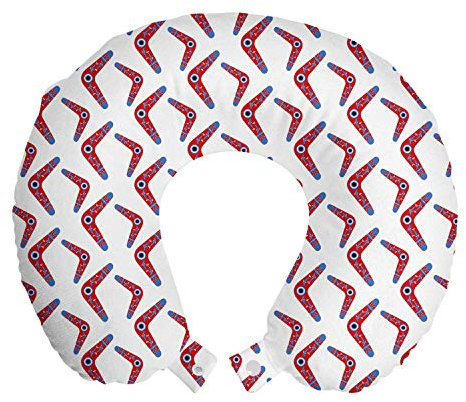 ABAKUHAUS aborigeno Cuscino da Viaggio, Boomerang Motif, Accessorio in Schiuma di Memoria per Viaggio, 30 cm x 30 cm, Vermilion Multicolor