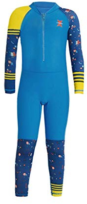 IMEKIS Kinder Rashguard Mädchen Jungen Badeanzug Langarm Tauchanzug Bademode Einteiler Ganzkörper Surfen Neoprenanzug UV-Schutz UPF 50+ Badeanzug für Wassersport 2-8 Jahre, blau, 3-4 Jahre