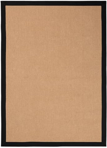 carpetfine Sisalteppich Schwarz 160x230 cm | Moderner Teppich für Wohn- und Schlafzimmer