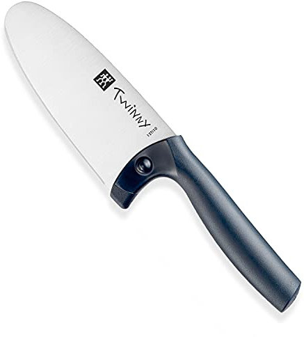 ZWILLING Couteau de Chef pour Enfant, Lame arrondie 10 cm, Acier Inoxydable, Design Adapté aux Enfants, Manche Plastique Bleu, série Twinny